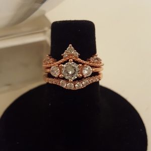 Rose Gold over 925 Sterling silver wedding set